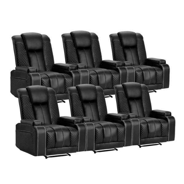 WYIDA Faux Leather Home Theater Seat with Cup Holder & Reviews Wayfair